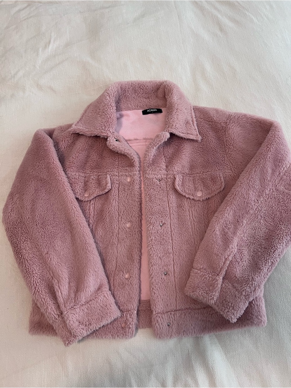 AZAZA Plush Teddy Jacket in Dusty Pink